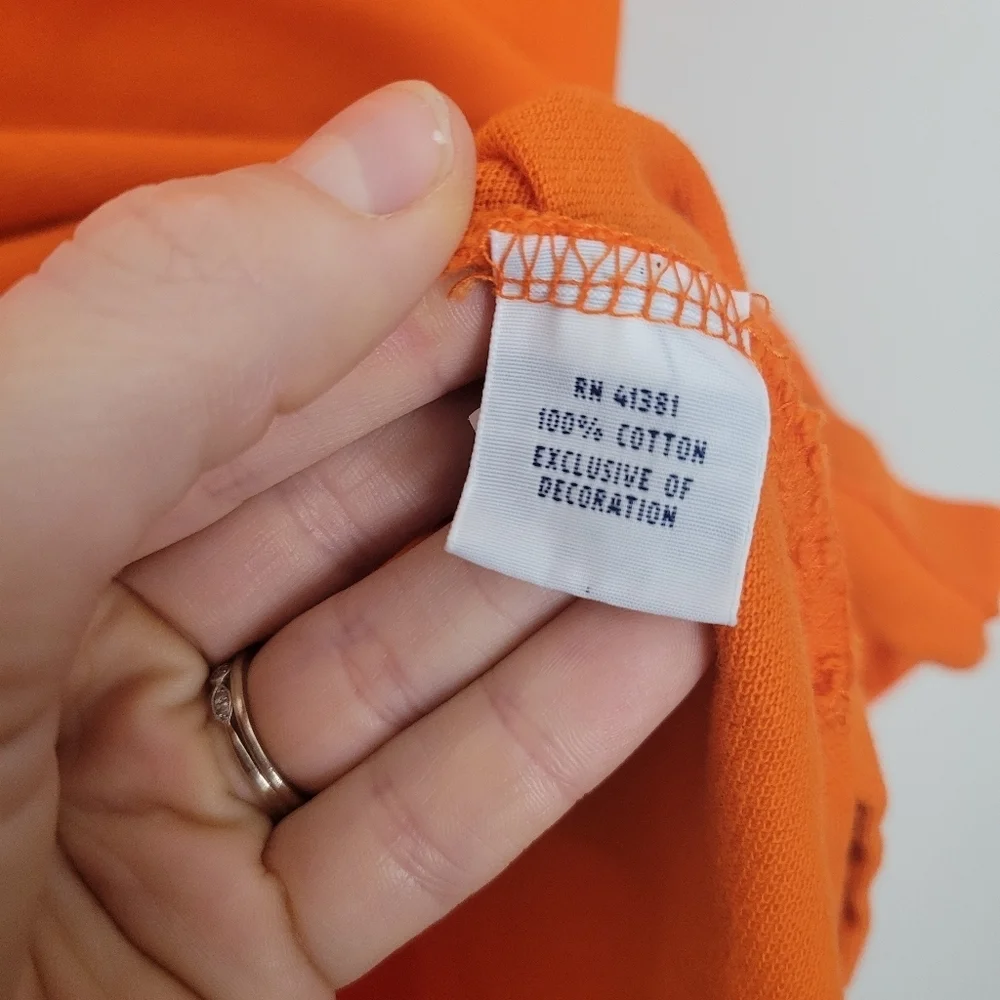 Polo Ralph Lauren Men's L 100% Cotton Solid Orange 2 Button Short Sleeve Polo